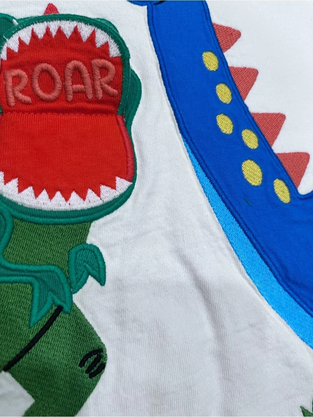 Gymboree White Long-Sleeve Tee with Green Sleeves & Blue Dinosaur